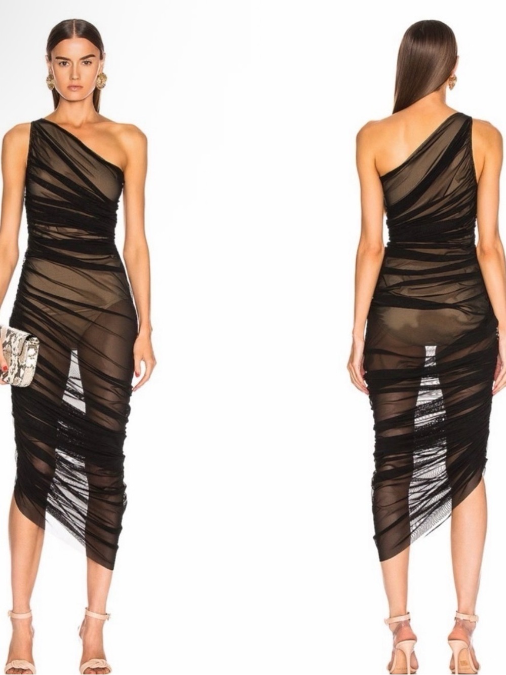 Norma Kamali Diana dress in black mesh - M